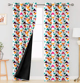 Digital Printed Blackout Curtains ,Diamonds Eyelets Tie Back For Window Room Doors , Heavy Quality Fabric Set Of 2