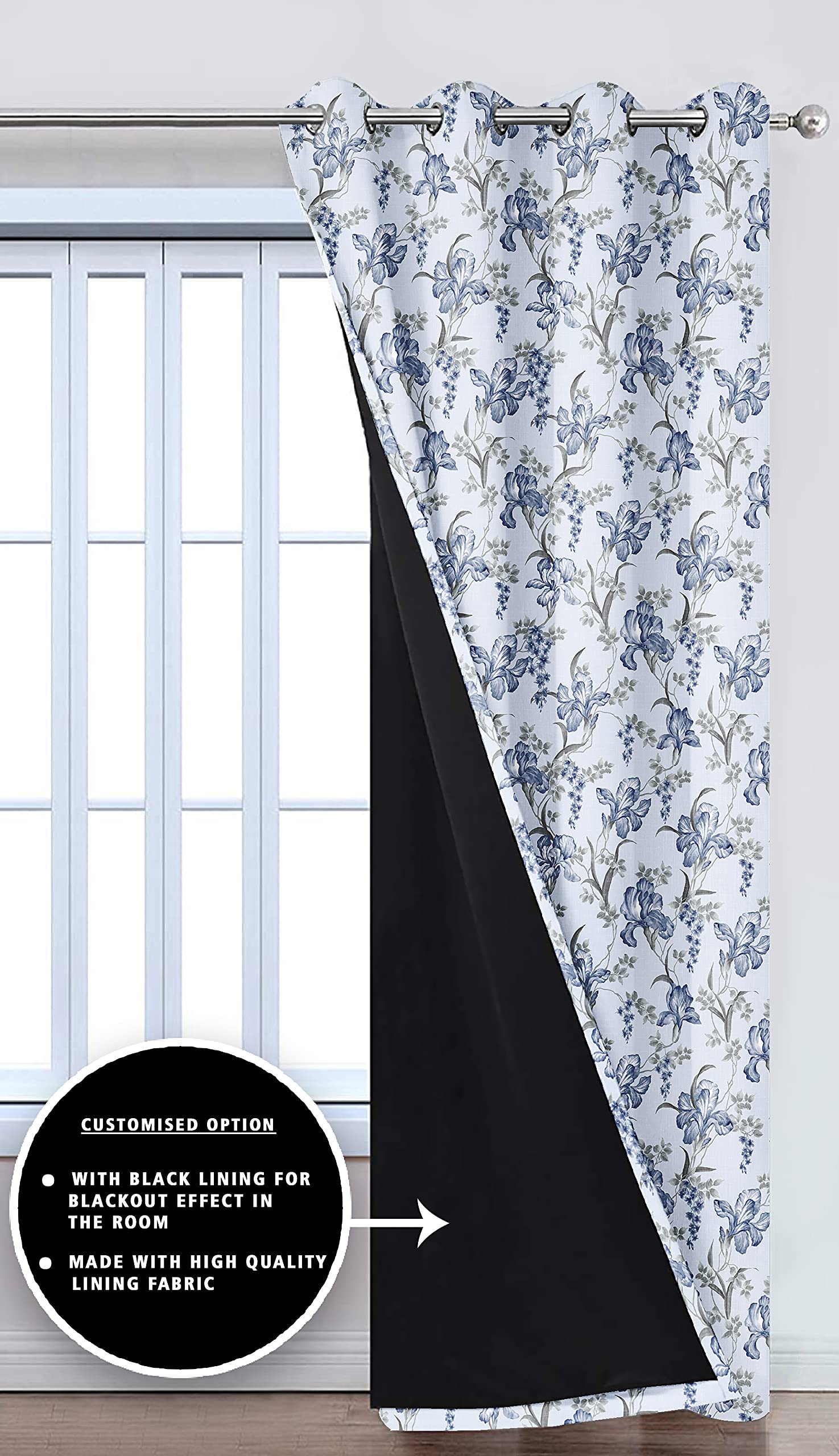 Digital Printed Blackout Curtains ,Diamonds Eyelets Tie Back For Window Room Doors , Heavy Quality Fabric Set Of 2