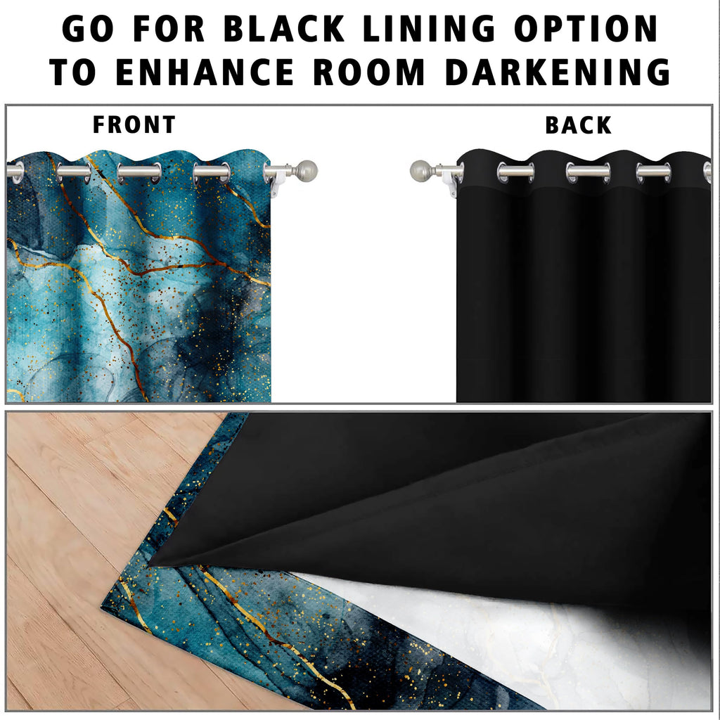 Digital Printed Blackout Curtains ,Diamonds Eyelets Tie Back For Window Room Doors , Heavy Quality Fabric Set Of 2