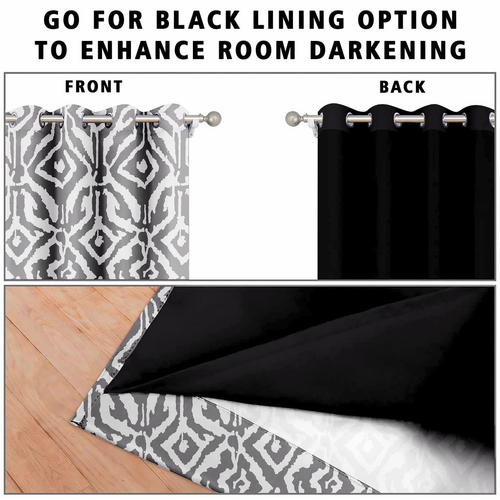 Digital Printed Blackout Curtains ,Diamonds Eyelets Tie Back For Window Room Doors , Heavy Quality Fabric Set Of 2