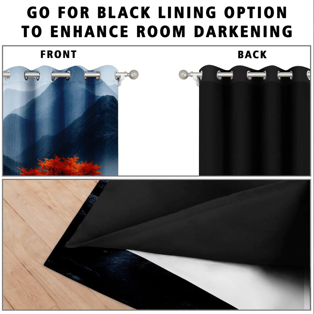 Digital Printed Blackout Curtains ,Diamonds Eyelets Tie Back For Window Room Doors , Heavy Quality Fabric Set Of 2