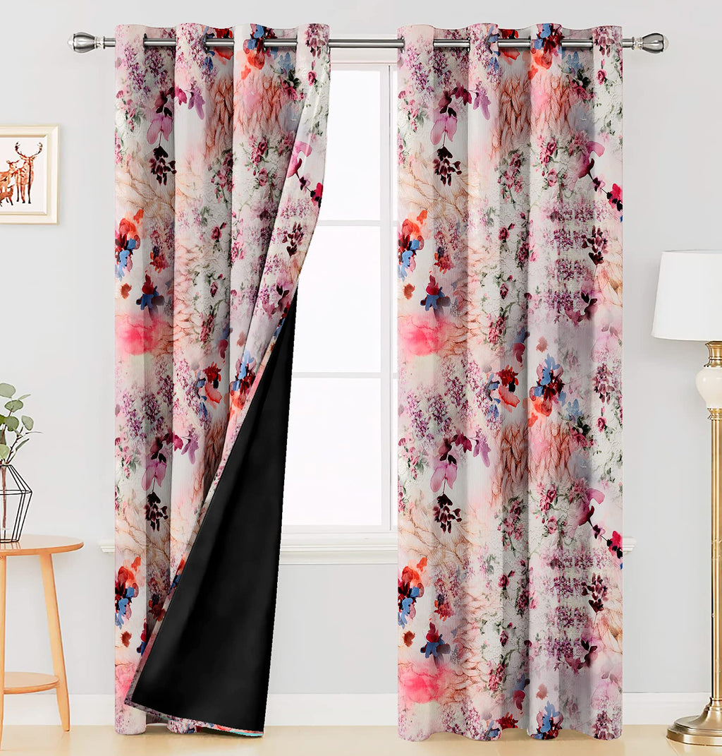 Digital Printed Blackout Curtains ,Diamonds Eyelets Tie Back For Window Room Doors , Heavy Quality Fabric Set Of 2