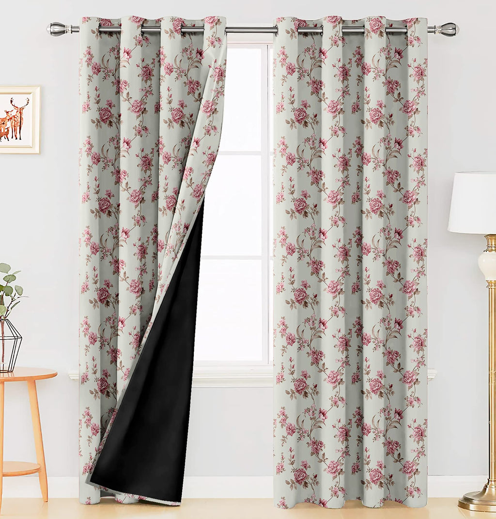 Digital Printed Blackout Curtains ,Diamonds Eyelets Tie Back For Window Room Doors , Heavy Quality Fabric Set Of 2