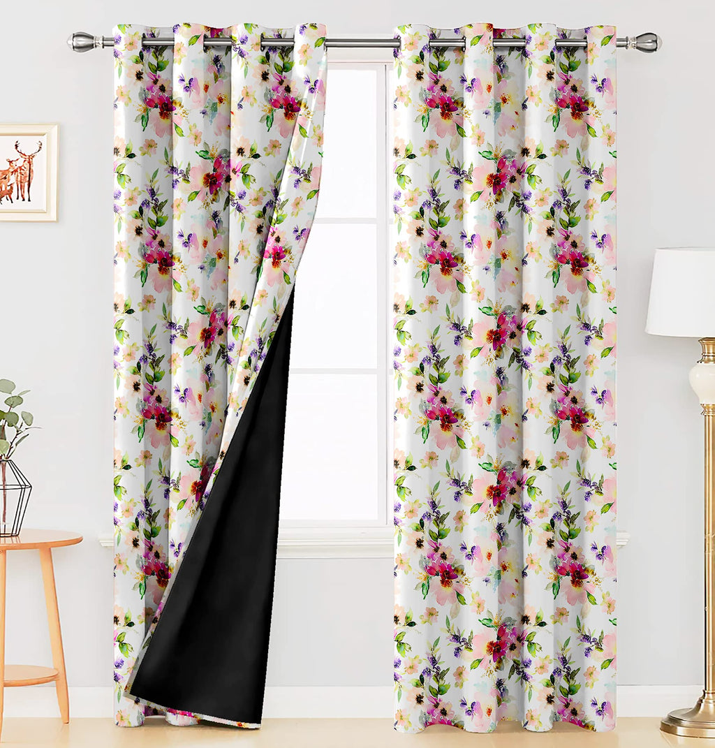 Digital Printed Blackout Curtains ,Diamonds Eyelets Tie Back For Window Room Doors , Heavy Quality Fabric Set Of 2