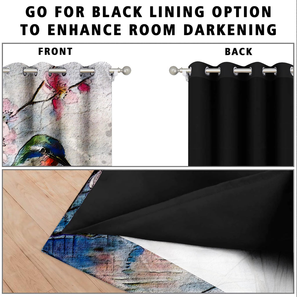 Digital Printed Blackout Curtains ,Diamonds Eyelets Tie Back For Window Room Doors , Heavy Quality Fabric Set Of 2