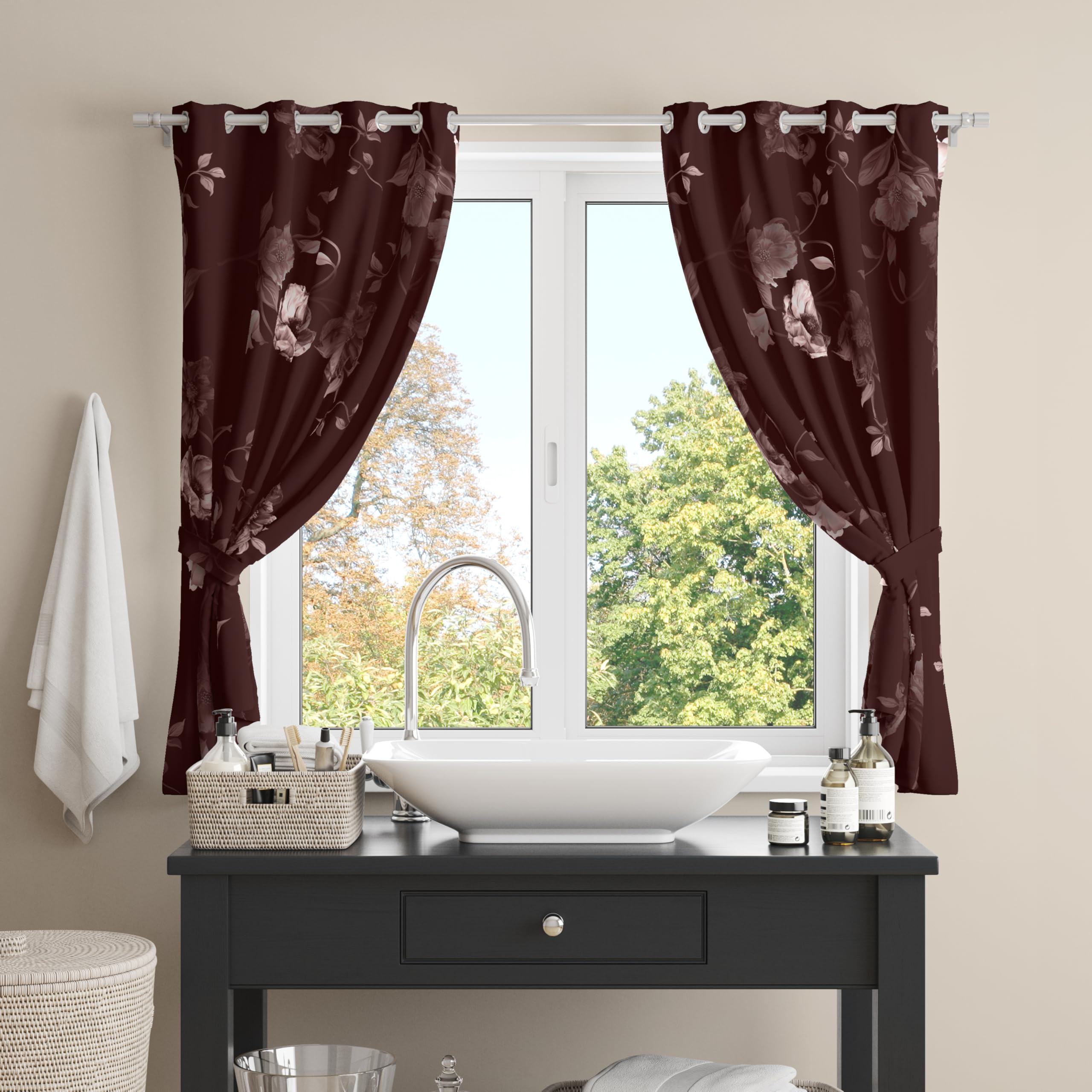 Digital Printed Blackout Curtains ,Diamonds Eyelets Tie Back For Window Room Doors , Heavy Quality Fabric Set Of 2