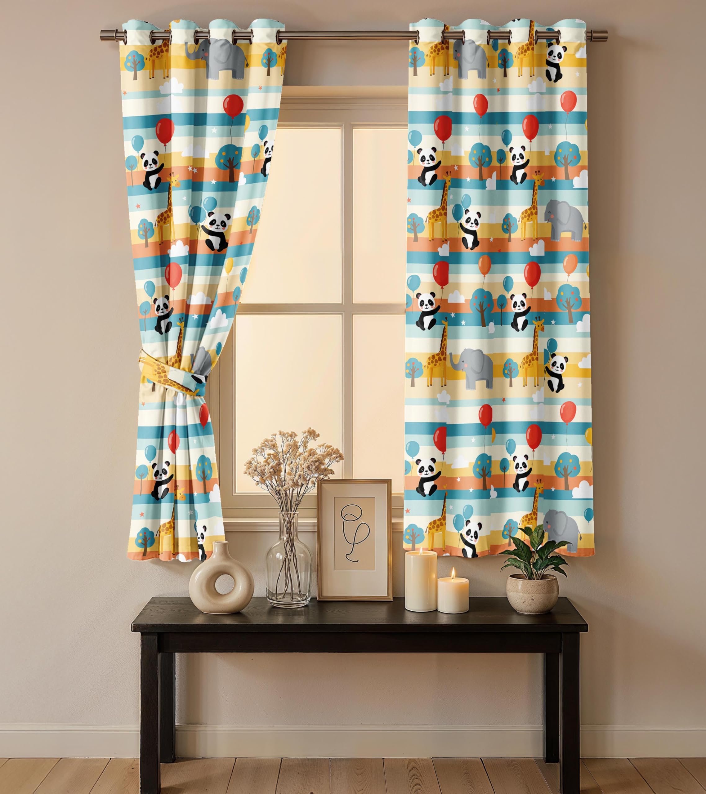 Ultimate Trends Light Filtering Kids Curtain | Fairy, Dragon Castle, Safari & Jungle Animal Prints | For kids Room Doors and Window | Pack Of 2