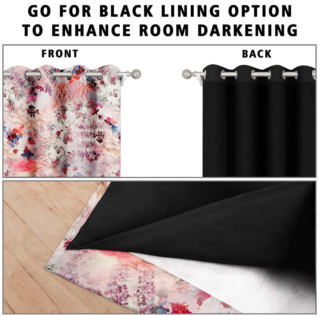 Digital Printed Blackout Curtains ,Diamonds Eyelets Tie Back For Window Room Doors , Heavy Quality Fabric Set Of 2