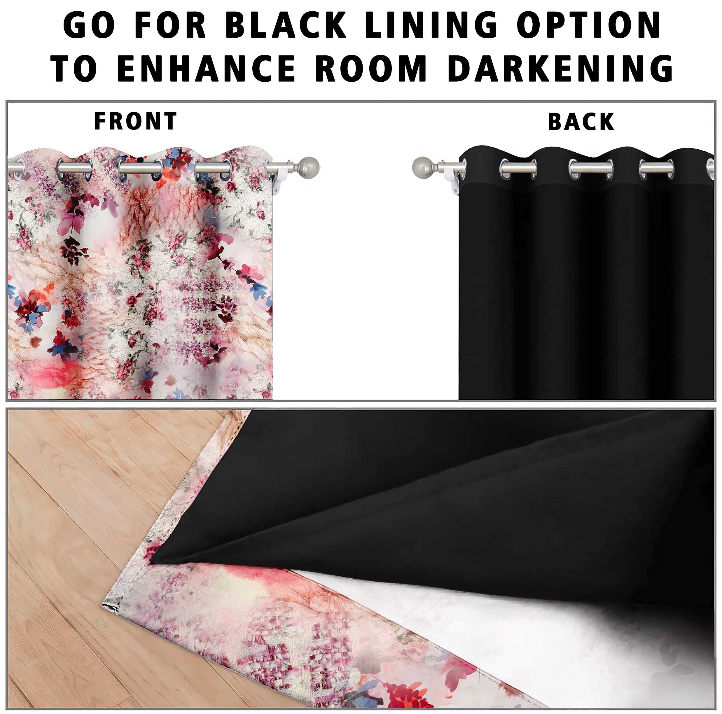 Digital Printed Blackout Curtains ,Diamonds Eyelets Tie Back For Window Room Doors , Heavy Quality Fabric Set Of 2