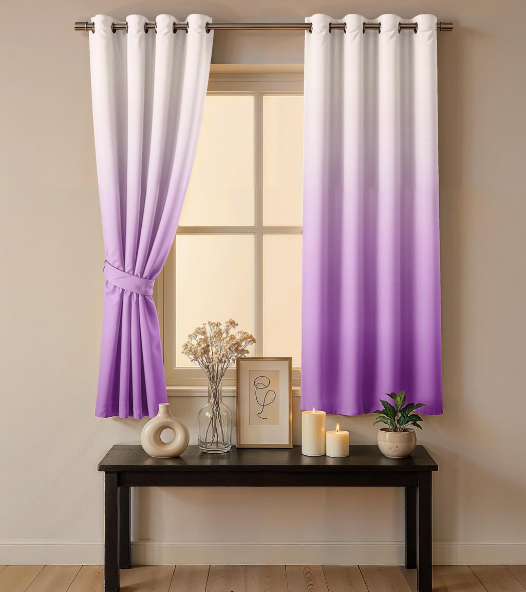 Ultimate Trends Room Darkening Ombre Curtain | Polyester Gradient | Room Doors and Window| 5 FEET Pack Of 2 ,Amethyst Mist