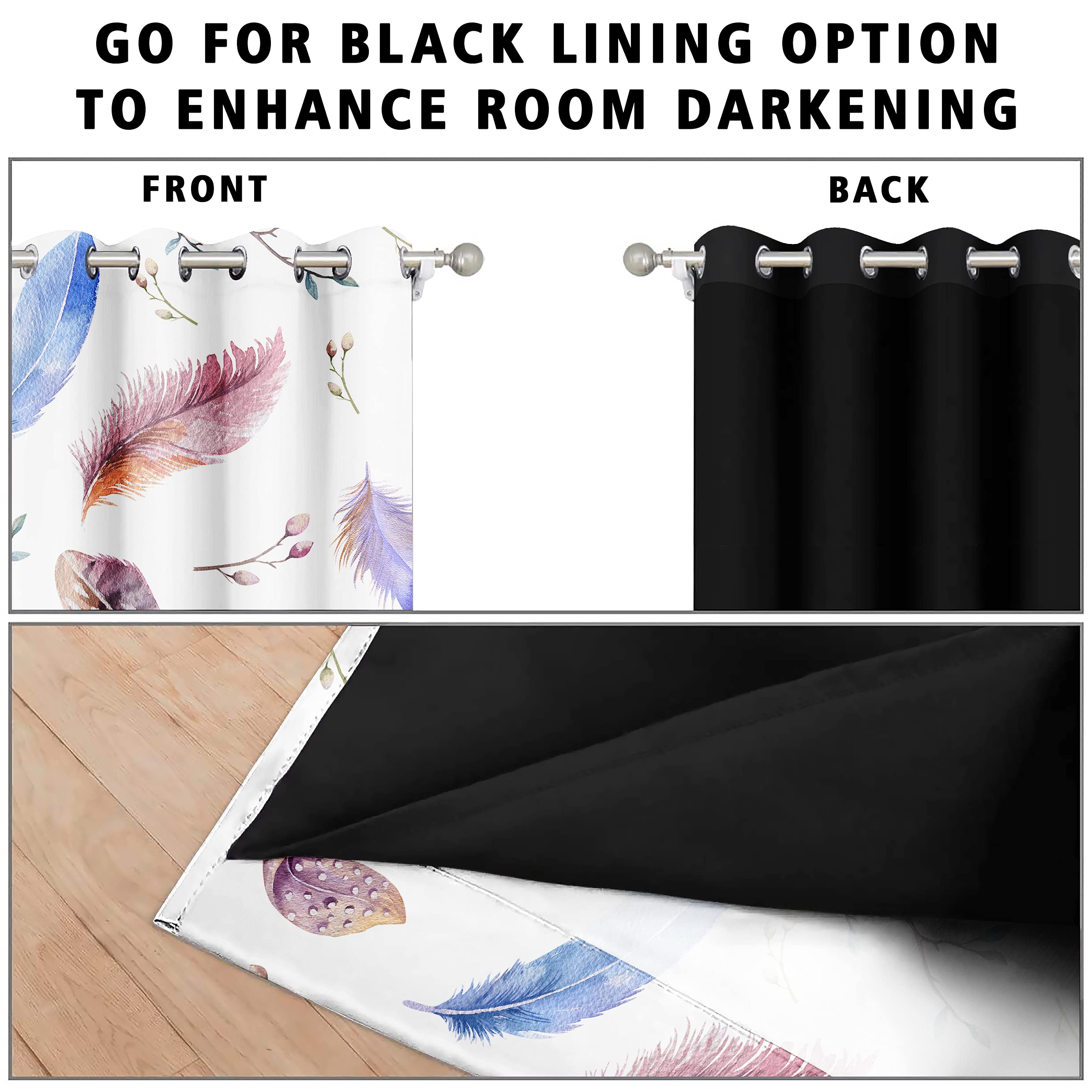 Digital Printed Blackout Curtains ,Diamonds Eyelets Tie Back For Window Room Doors , Heavy Quality Fabric Set Of 2