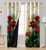 Digital Printed Blackout Curtains ,Diamonds Eyelets Tie Back For Window Room Doors , Heavy Quality Fabric Set Of 2