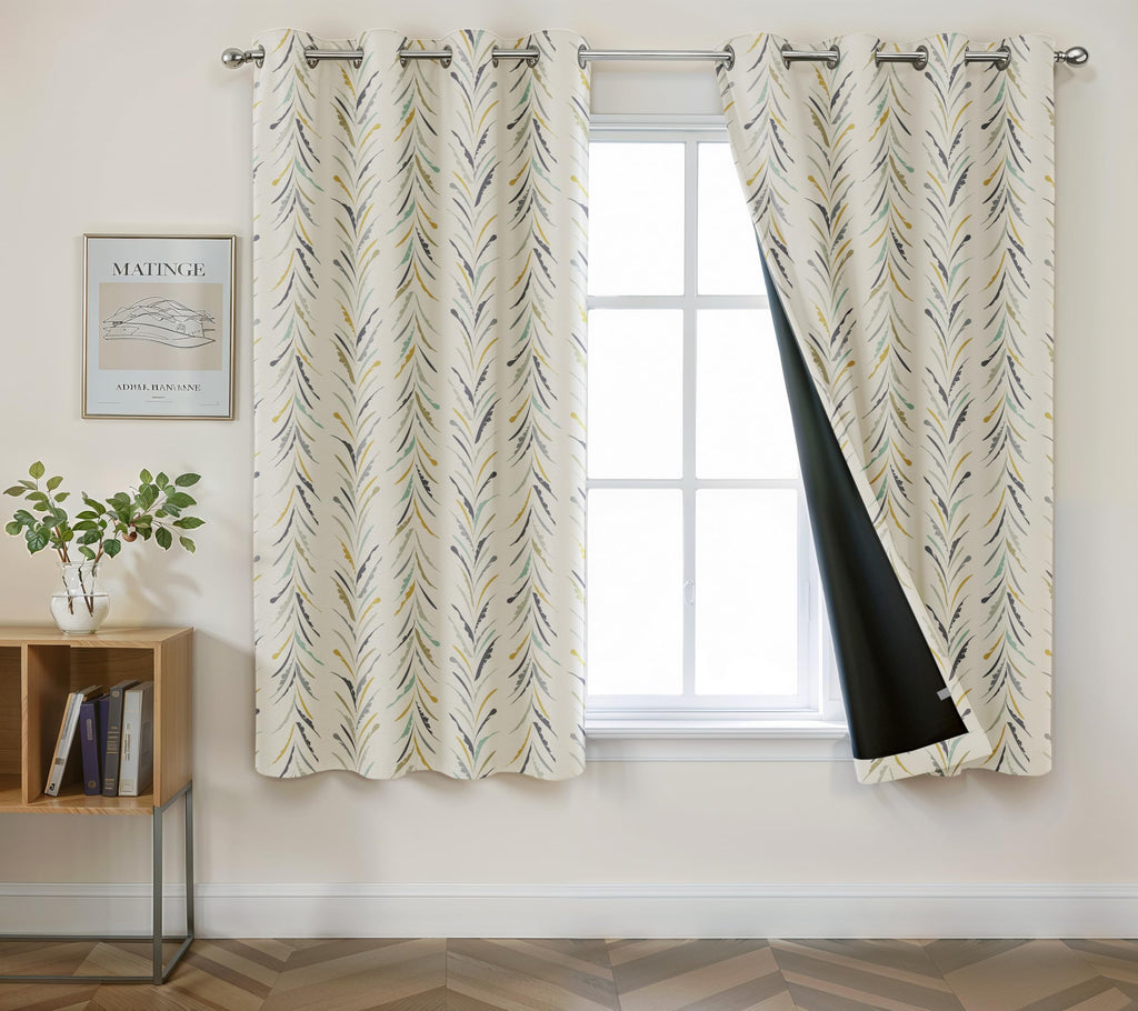 Digital Printed Blackout Curtains ,Diamonds Eyelets Tie Back For Window Room Doors , Heavy Quality Fabric Set Of 2