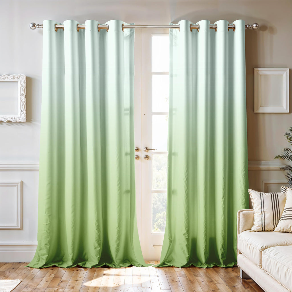 Ultimate Trends Room Darkening Ombre Curtain | Polyester Gradient | Room Doors and Window| 5 FEET Pack Of 2 ,Fresh Meadow