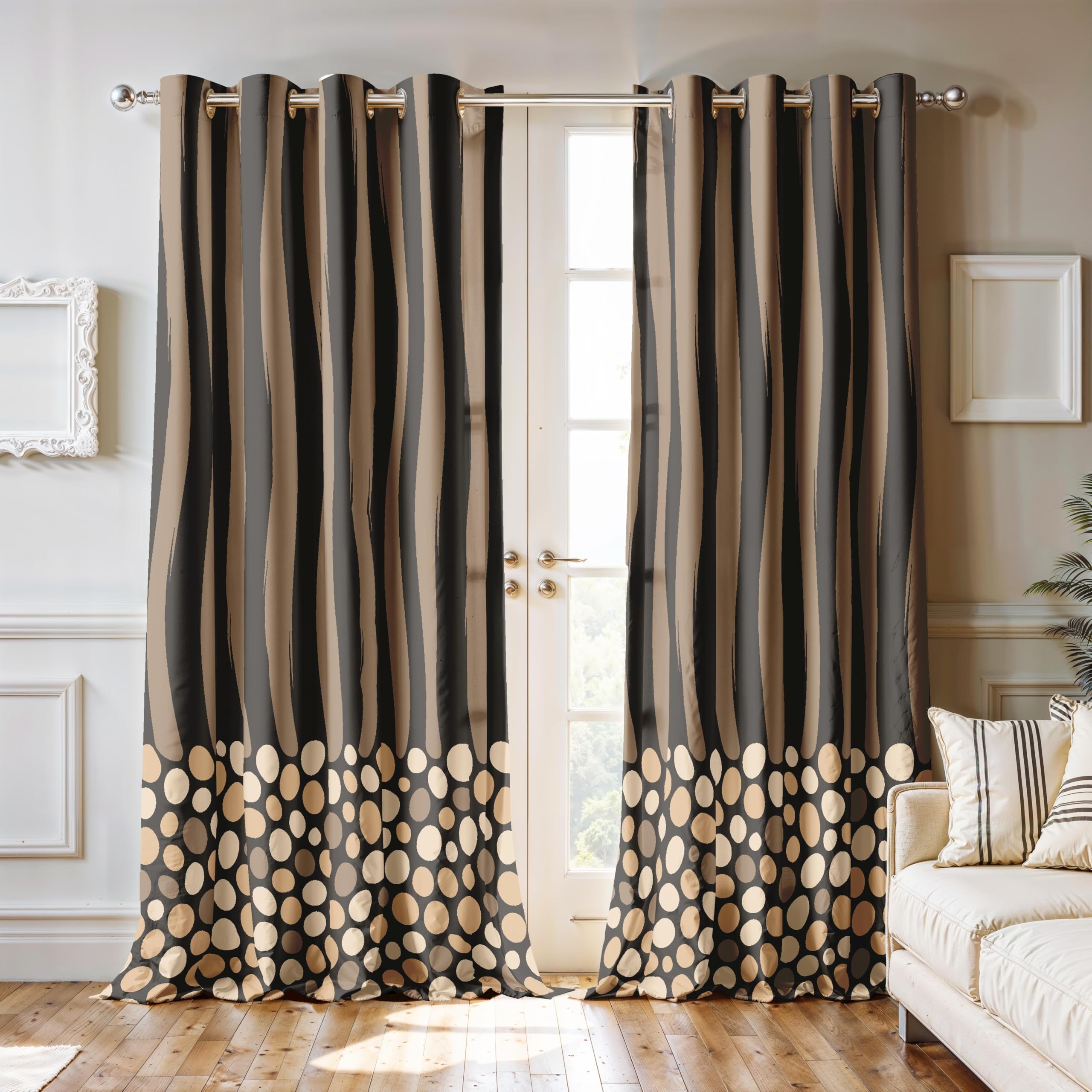 Ultimate Trends Room Darkening Digital Printed Modern ,Diamond Eyelets, Tie Back, Modern Prints, Pack Of 2