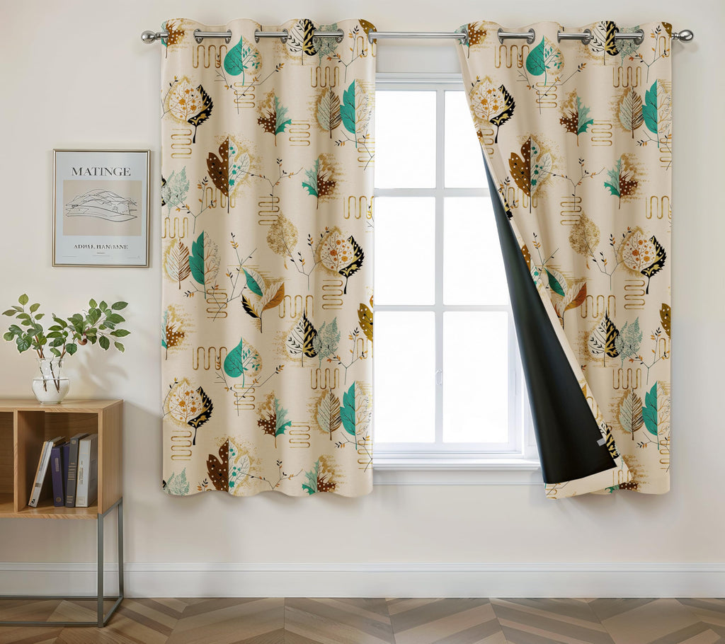 Digital Printed Blackout Curtains ,Diamonds Eyelets Tie Back For Window Room Doors , Heavy Quality Fabric Set Of 2
