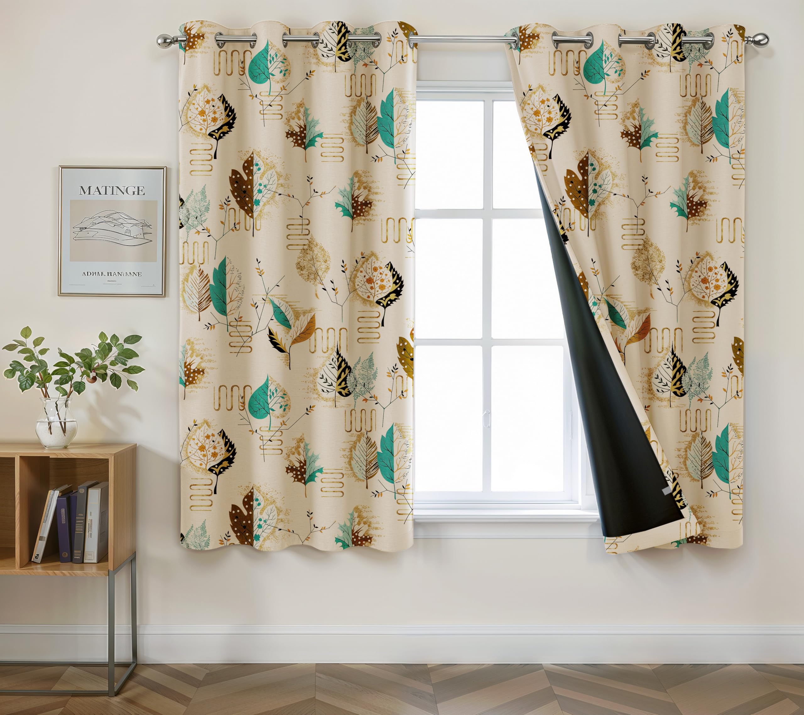 Digital Printed Blackout Curtains ,Diamonds Eyelets Tie Back For Window Room Doors , Heavy Quality Fabric Set Of 2