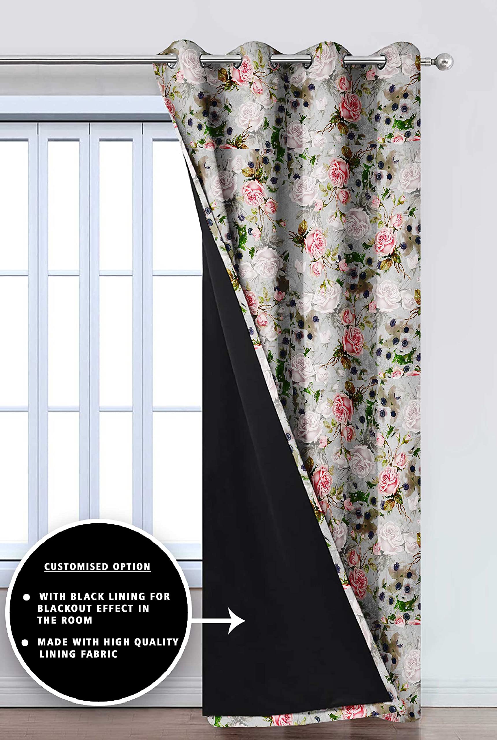 Digital Printed Blackout Curtains ,Diamonds Eyelets Tie Back For Window Room Doors , Heavy Quality Fabric Set Of 2
