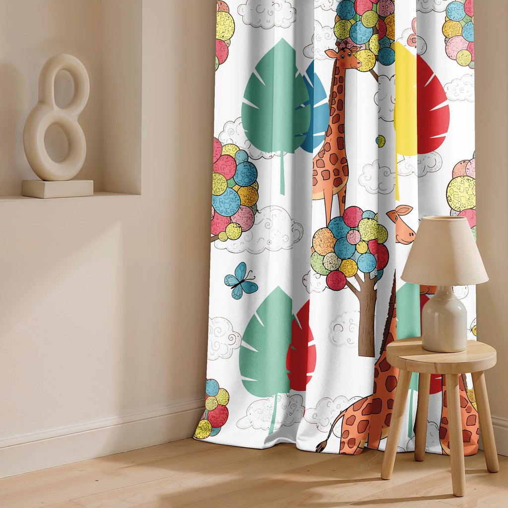 Ultimate Trends Light Filtering Kids Curtain | Fairy, Dragon Castle, Safari & Jungle Animal Prints | For kids Room Doors and Window | Pack Of 2