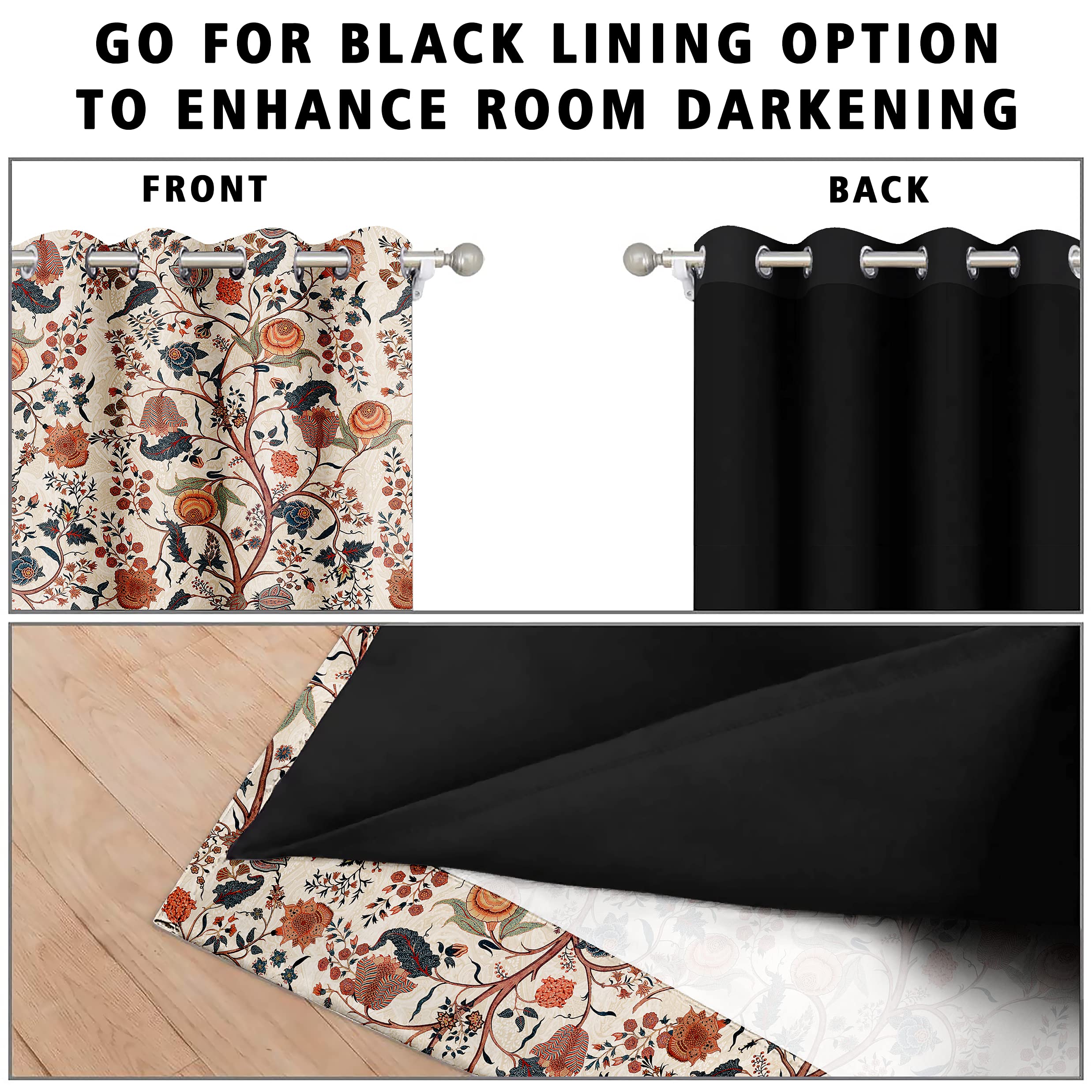 Digital Printed Blackout Curtains ,Diamonds Eyelets Tie Back For Window Room Doors , Heavy Quality Fabric Set Of 2