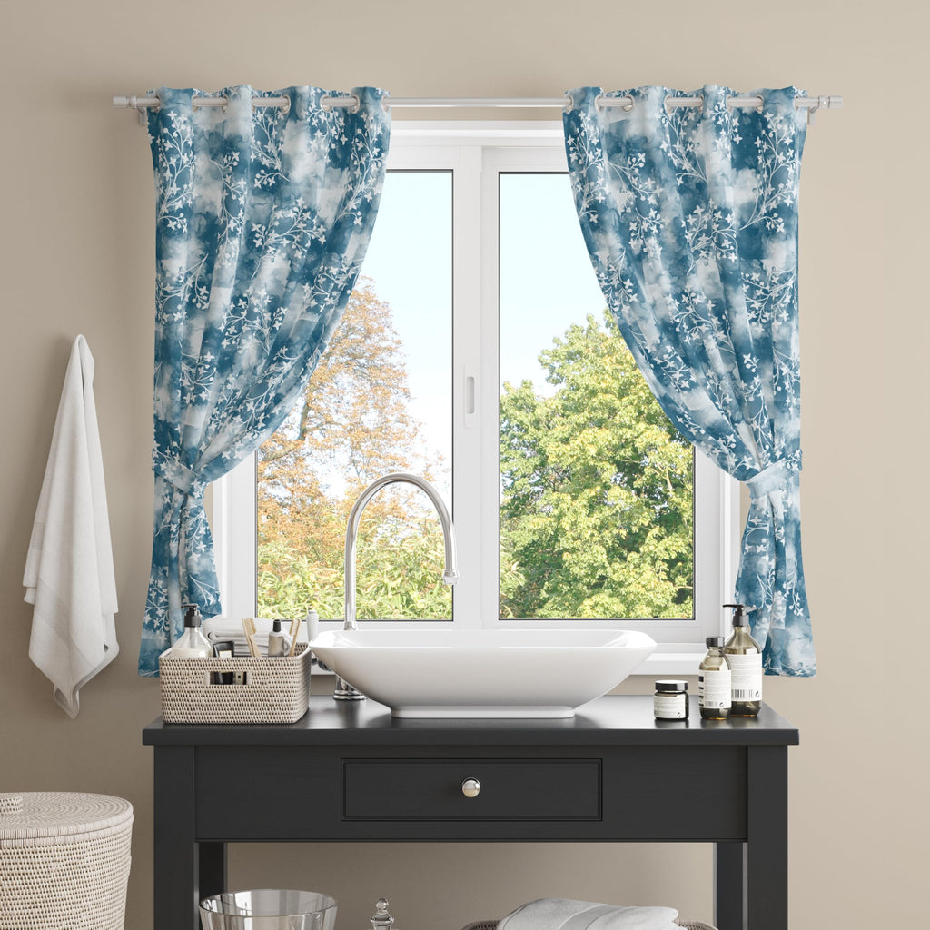 Digital Printed Blackout Curtains ,Diamonds Eyelets Tie Back For Window Room Doors , Heavy Quality Fabric Set Of 2