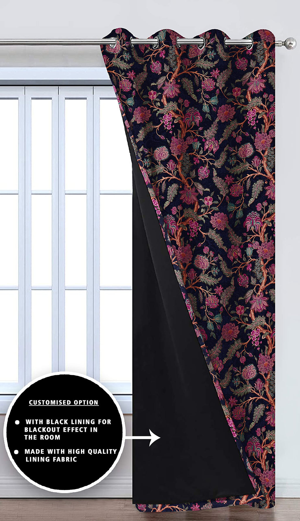 Digital Printed Blackout Curtains ,Diamonds Eyelets Tie Back For Window Room Doors , Heavy Quality Fabric Set Of 2