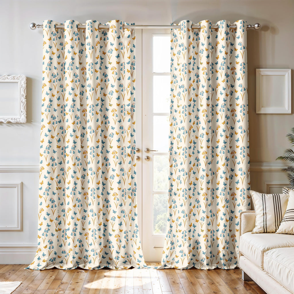 Ultimate Trends Room Darkening Digital Printed Floral Geomatrical Prints Curtain ,Diamond Eyelets, Tie Back, Floral Geomatrical,Pack Of 2