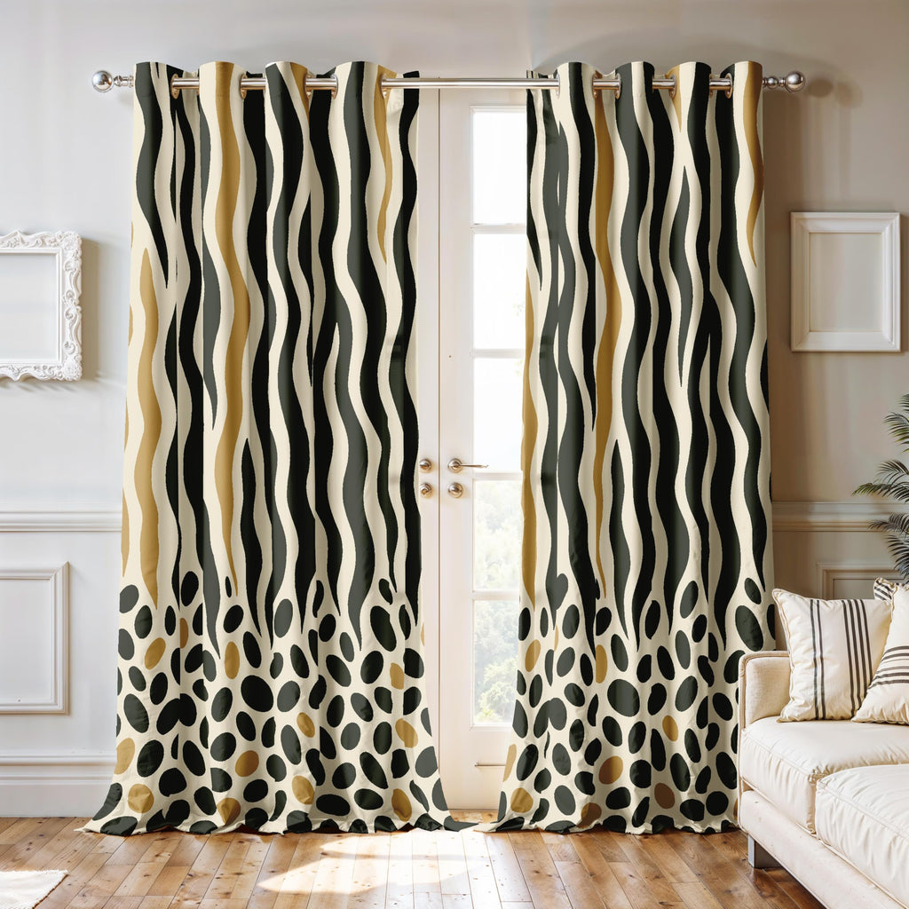 Ultimate Trends Room Darkening Digital Printed Modern ,Diamond Eyelets, Tie Back, Modern Prints, Pack Of 2