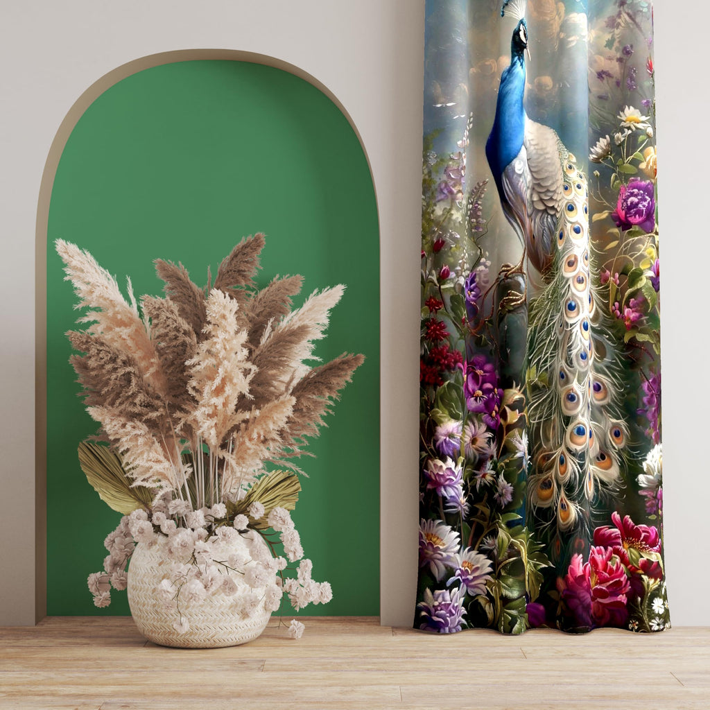 Ultimate Trends Digital Printed |Peacock Prints| Light Filtering Curtains For Windows & Doors | Multiple Styles & Colors | Set Of 2