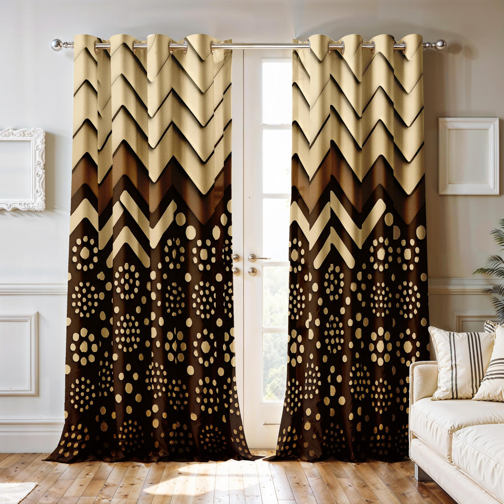 Ultimate Trends Room Darkening Digital Printed Modern ,Diamond Eyelets, Tie Back, Modern Prints, Pack Of 2