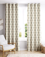 Digital Printed Blackout Curtains ,Diamonds Eyelets Tie Back For Window Room Doors , Heavy Quality Fabric Set Of 2