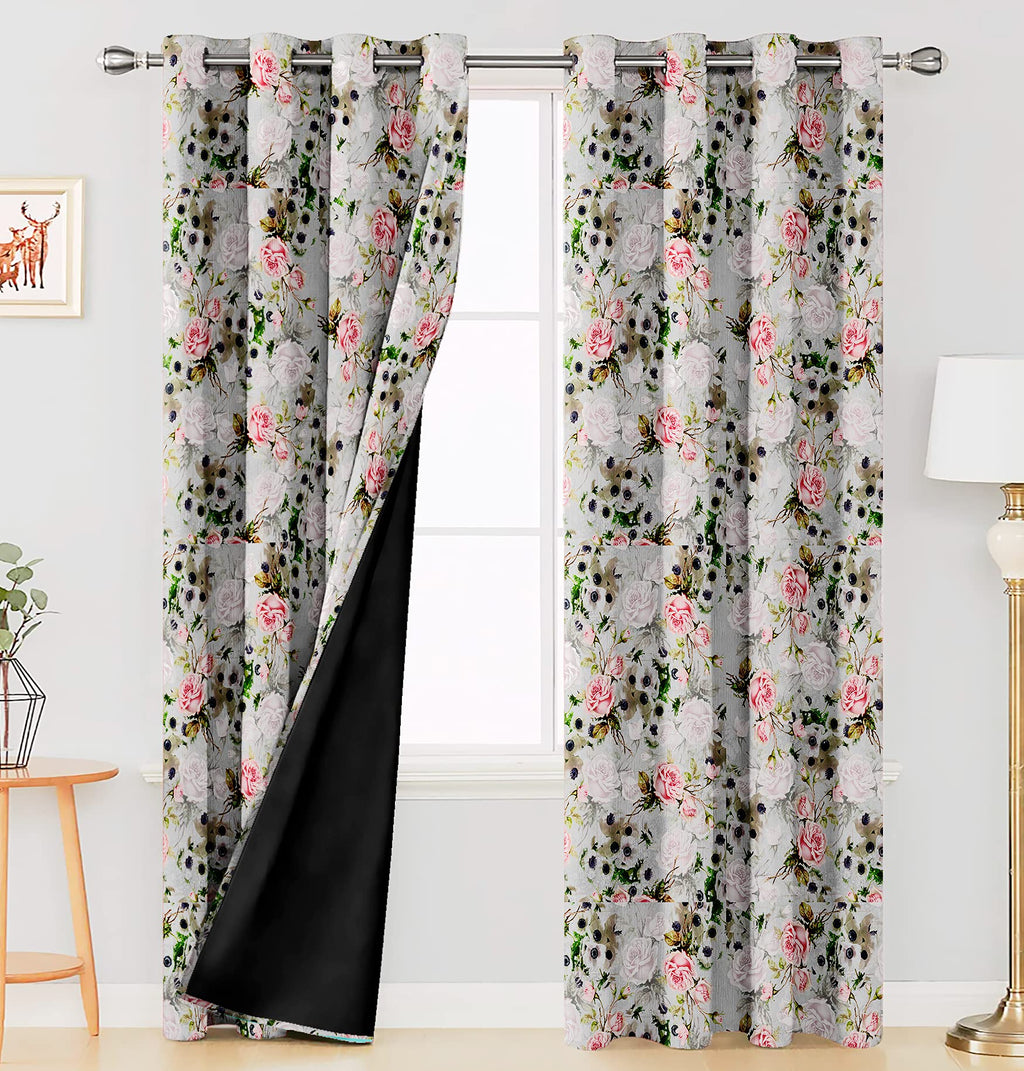 Digital Printed Blackout Curtains ,Diamonds Eyelets Tie Back For Window Room Doors , Heavy Quality Fabric Set Of 2