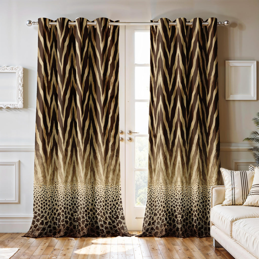 Ultimate Trends Room Darkening Digital Printed Modern ,Diamond Eyelets, Tie Back, Modern Prints, Pack Of 2