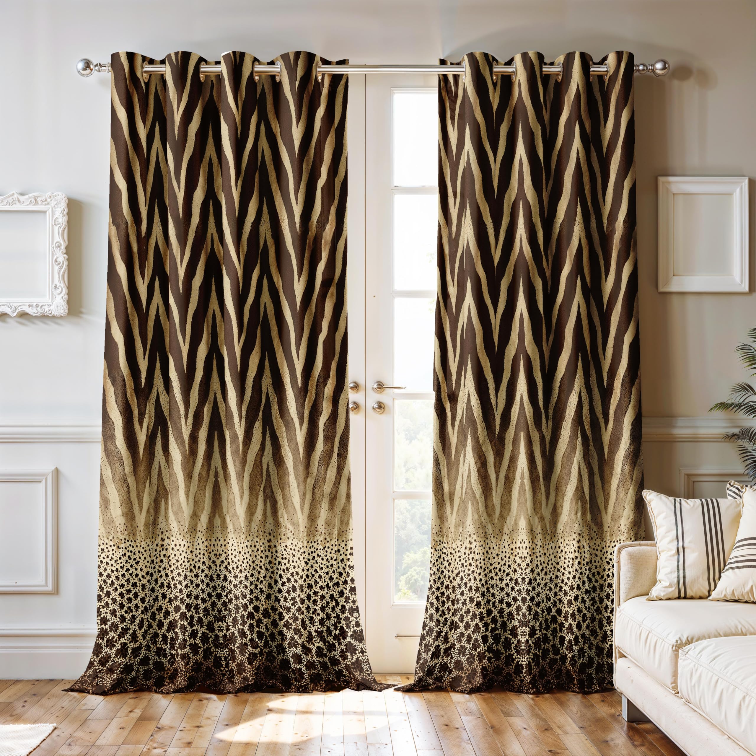 Ultimate Trends Room Darkening Digital Printed Modern ,Diamond Eyelets, Tie Back, Modern Prints, Pack Of 2