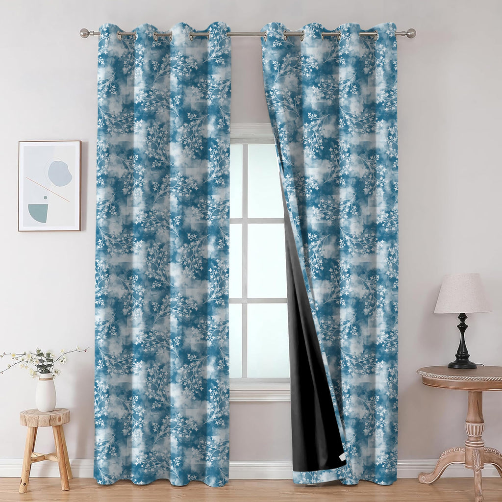 Digital Printed Blackout Curtains ,Diamonds Eyelets Tie Back For Window Room Doors , Heavy Quality Fabric Set Of 2
