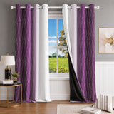 Ultimate Trends Ombre Blackout Curtains for Bedroom Room Darkening Curtains for Living Room,Energy Saving,Thermal Insulated Grommet Window Drapes, Purple And Greyish White , 5 FEET ,2 Panels
