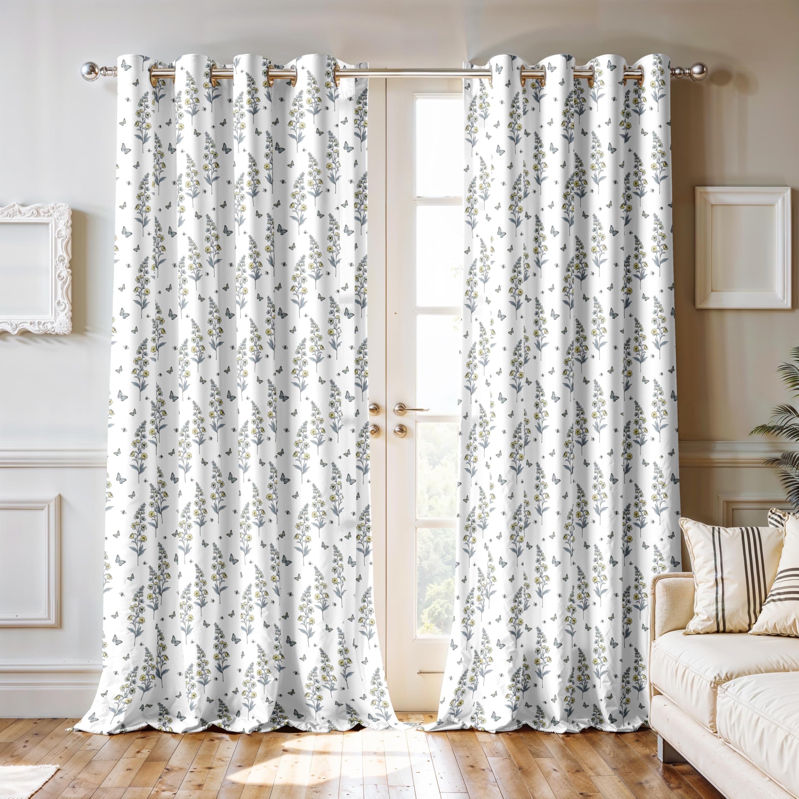 Ultimate Trends Room Darkening Digital Printed Floral Geomatrical Prints Curtain ,Diamond Eyelets, Tie Back, Floral Geomatrical,Pack Of 2