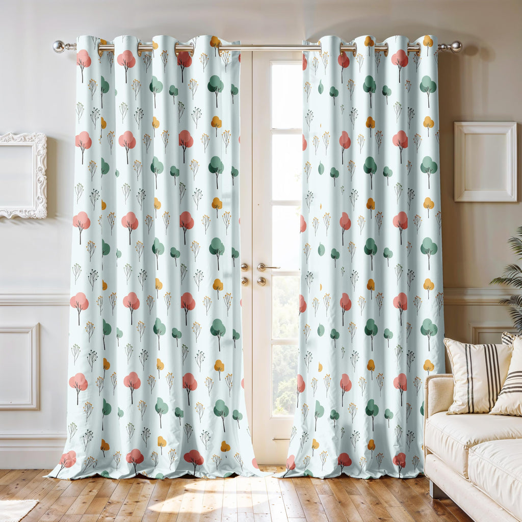 Ultimate Trends Room Darkening Digital Printed Floral Geomatrical Prints Curtain ,Diamond Eyelets, Tie Back, Floral Geomatrical,Pack Of 2