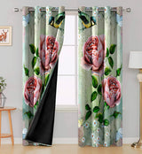 Digital Printed Blackout Curtains ,Diamonds Eyelets Tie Back For Window Room Doors , Heavy Quality Fabric Set Of 2