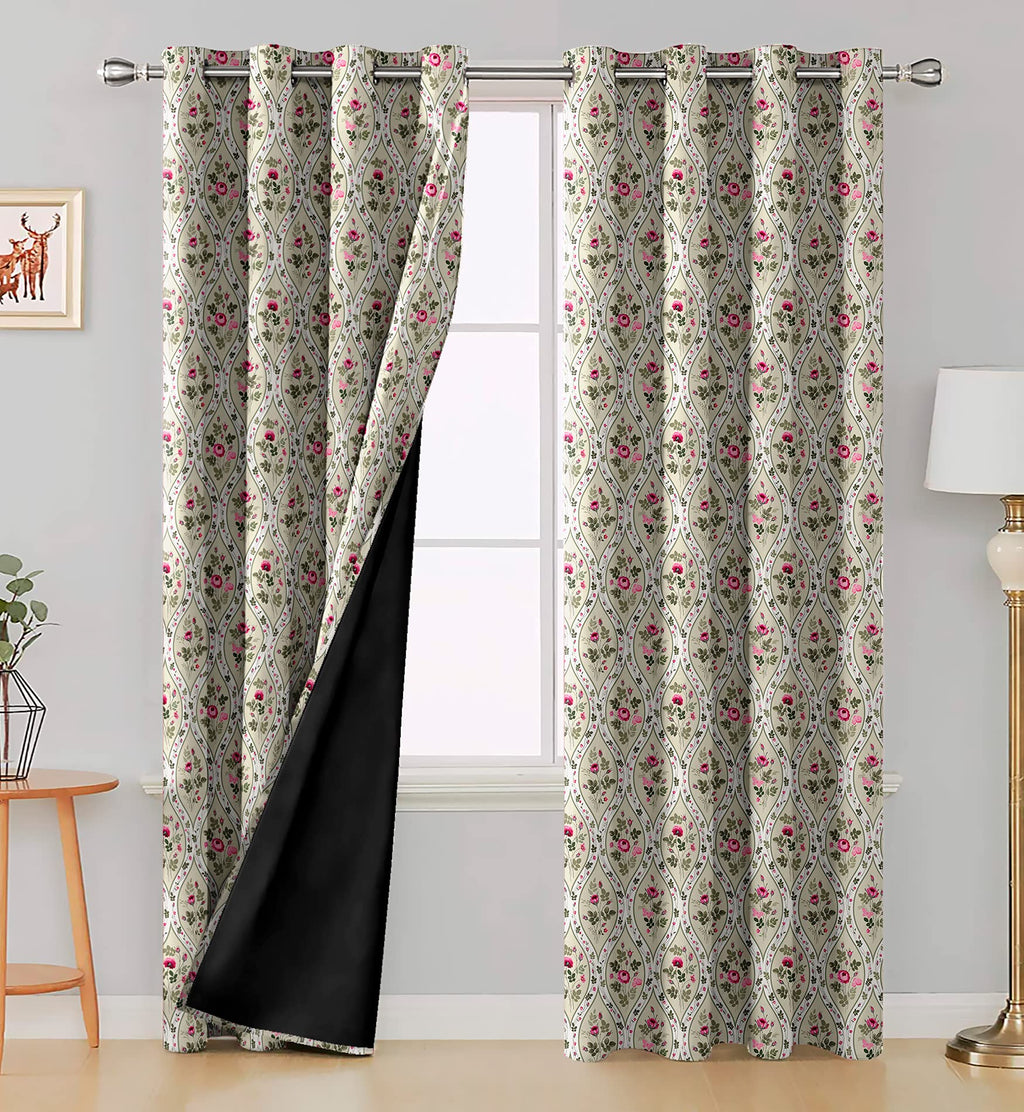 Digital Printed Blackout Curtains ,Diamonds Eyelets Tie Back For Window Room Doors , Heavy Quality Fabric Set Of 2