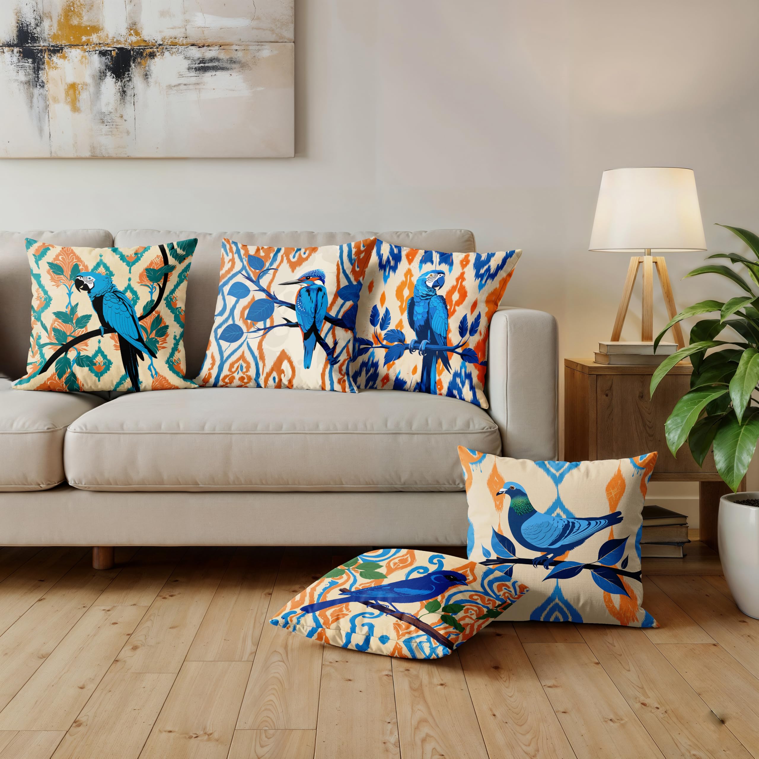 Ultimate Trends Digital Printed Soft Cotton Feel Polyester Decorative Cushion Cover, Modern Eligent Designs, Heavy Long Life Fabric, Set of 5