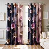 Ultimate Trends Room Darkening Digital Printed 3D Prints Curtain 65-70% Opacity ,Diamond Eyelets, Tie Back, Floral Decorated , Pack Of 2