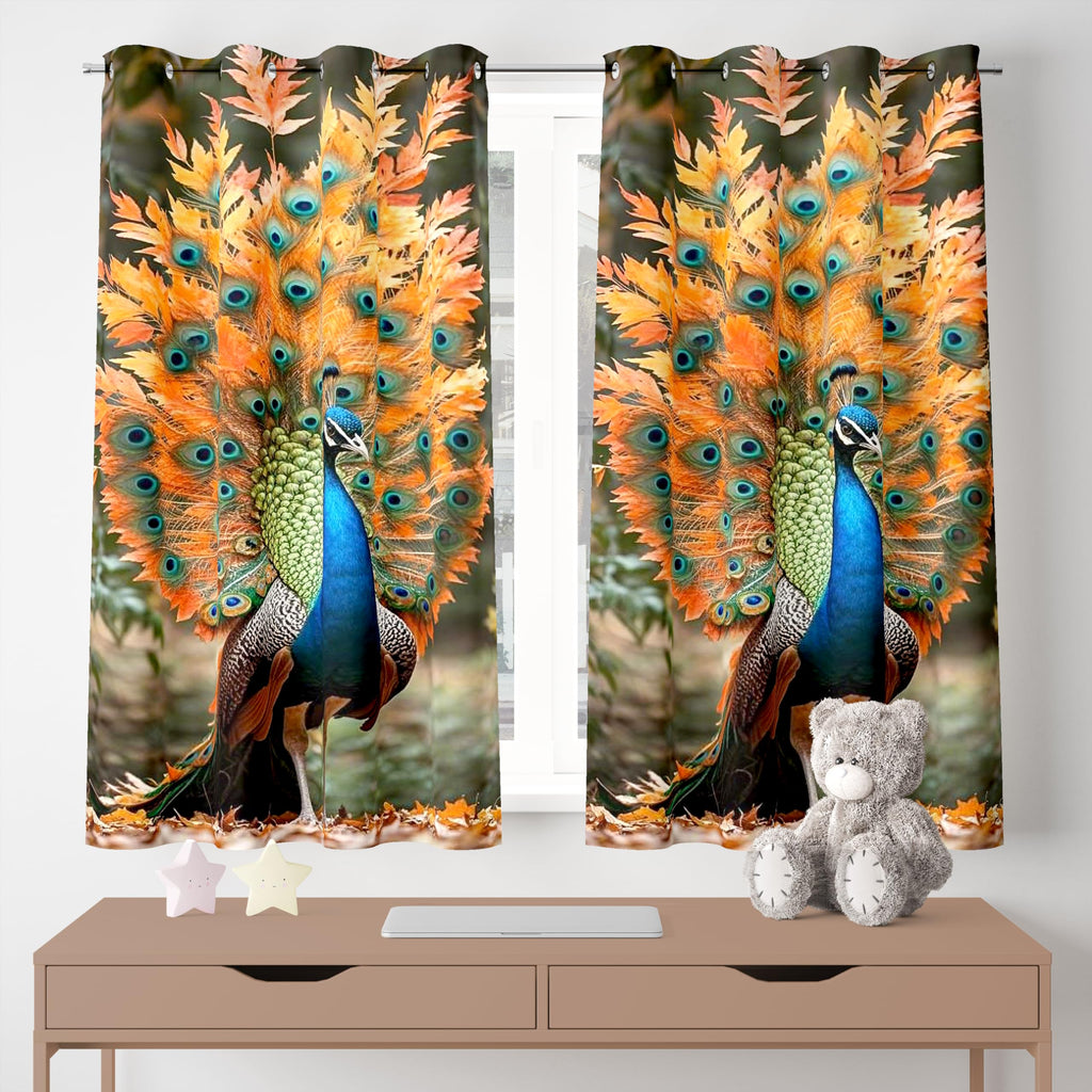 Ultimate Trends Digital Printed |Peacock Prints| Light Filtering Curtains For Windows & Doors | Multiple Styles & Colors | Set Of 2
