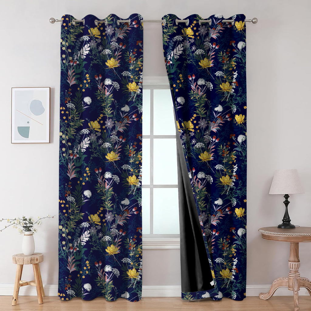 Digital Printed Blackout Curtains ,Diamonds Eyelets Tie Back For Window Room Doors , Heavy Quality Fabric Set Of 2