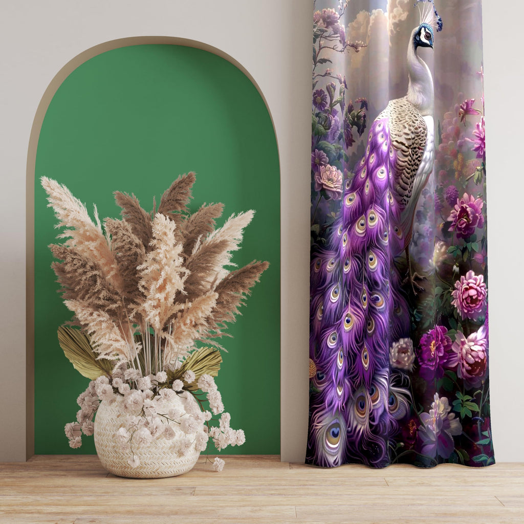Ultimate Trends Digital Printed |Peacock Prints| Light Filtering Curtains For Windows & Doors | Multiple Styles & Colors | Set Of 2