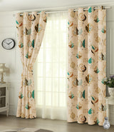 Digital Printed Blackout Curtains ,Diamonds Eyelets Tie Back For Window Room Doors , Heavy Quality Fabric Set Of 2