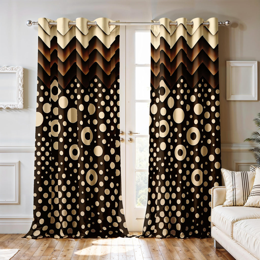 Ultimate Trends Room Darkening Digital Printed Modern ,Diamond Eyelets, Tie Back, Modern Prints, Pack Of 2