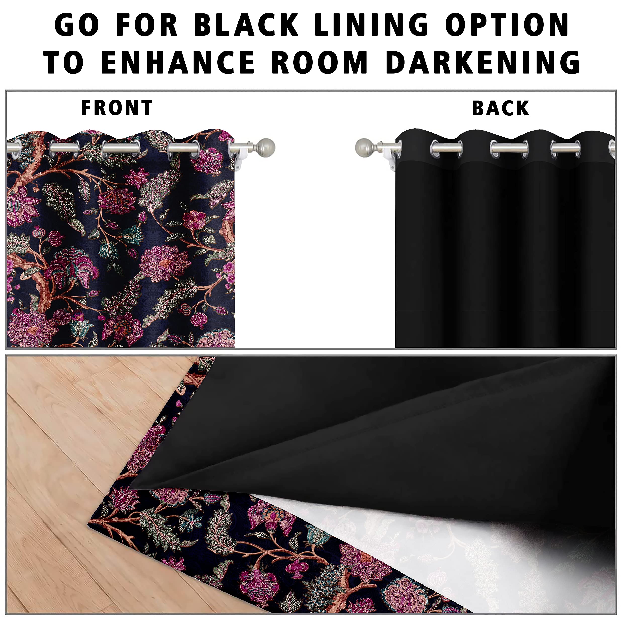Digital Printed Blackout Curtains ,Diamonds Eyelets Tie Back For Window Room Doors , Heavy Quality Fabric Set Of 2