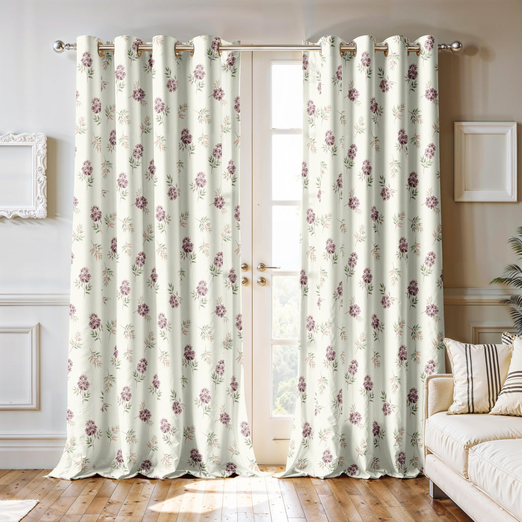 Ultimate Trends Room Darkening Digital Printed Floral Geomatrical Prints Curtain ,Diamond Eyelets, Tie Back, Floral Geomatrical,Pack Of 2