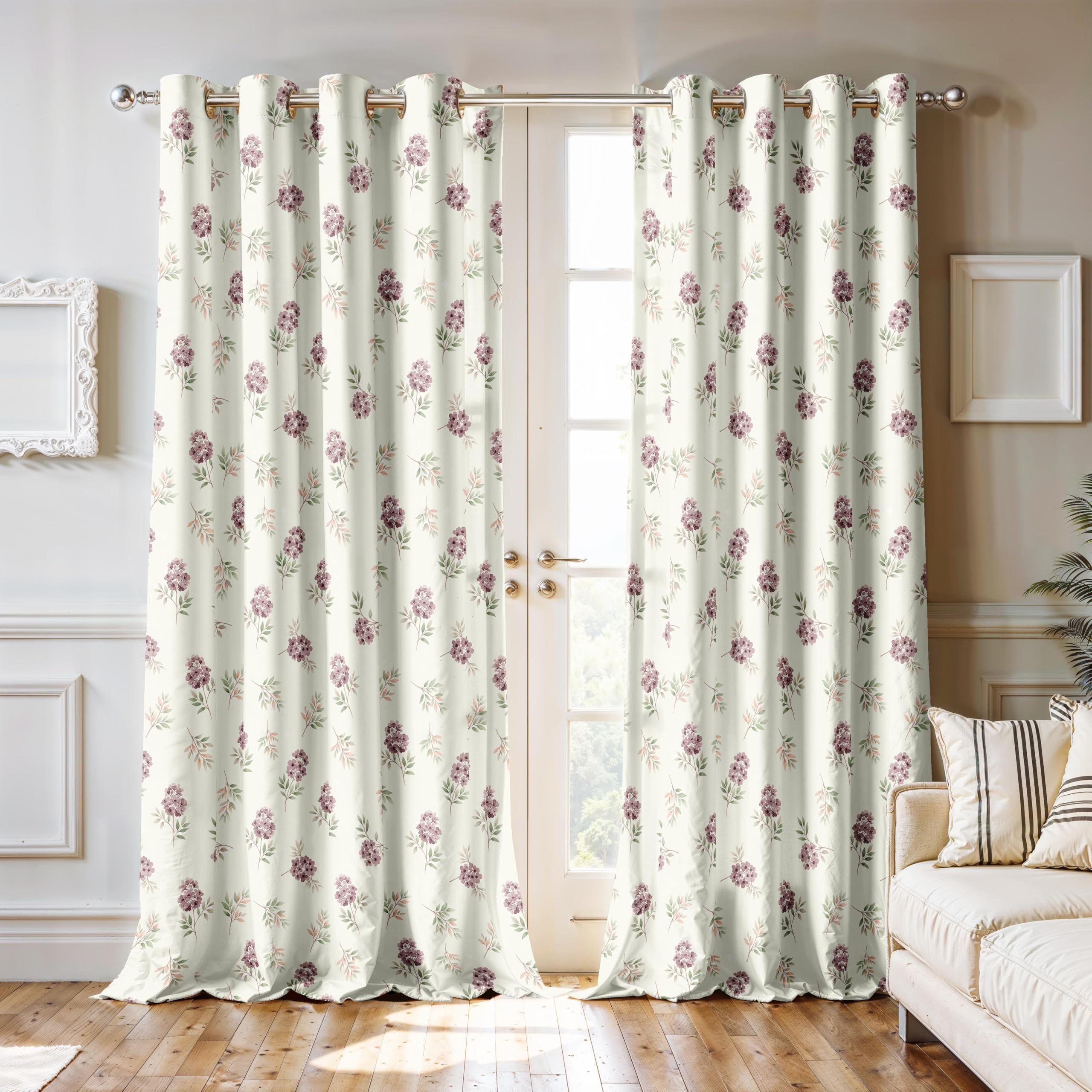 Ultimate Trends Room Darkening Digital Printed Floral Geomatrical Prints Curtain ,Diamond Eyelets, Tie Back, Floral Geomatrical,Pack Of 2